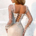 Mesh Long Sleeve Corset - Piña Colada