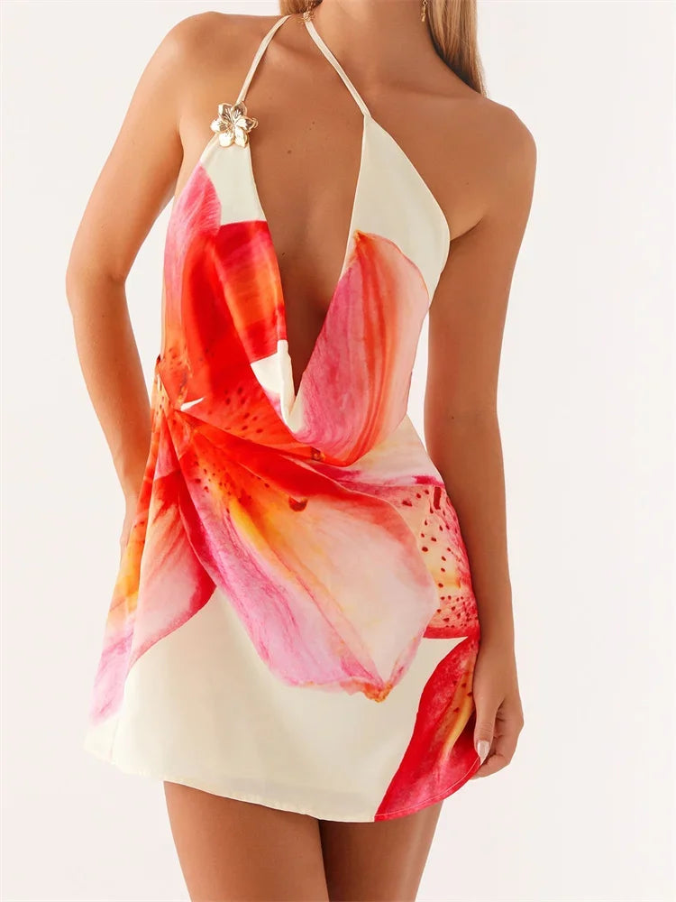 Sleeveless Spaghetti Strap Mini Dresses - Piña Colada