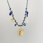 Beach Style Turtle & Starfish Pendant Necklace - Piña Colada
