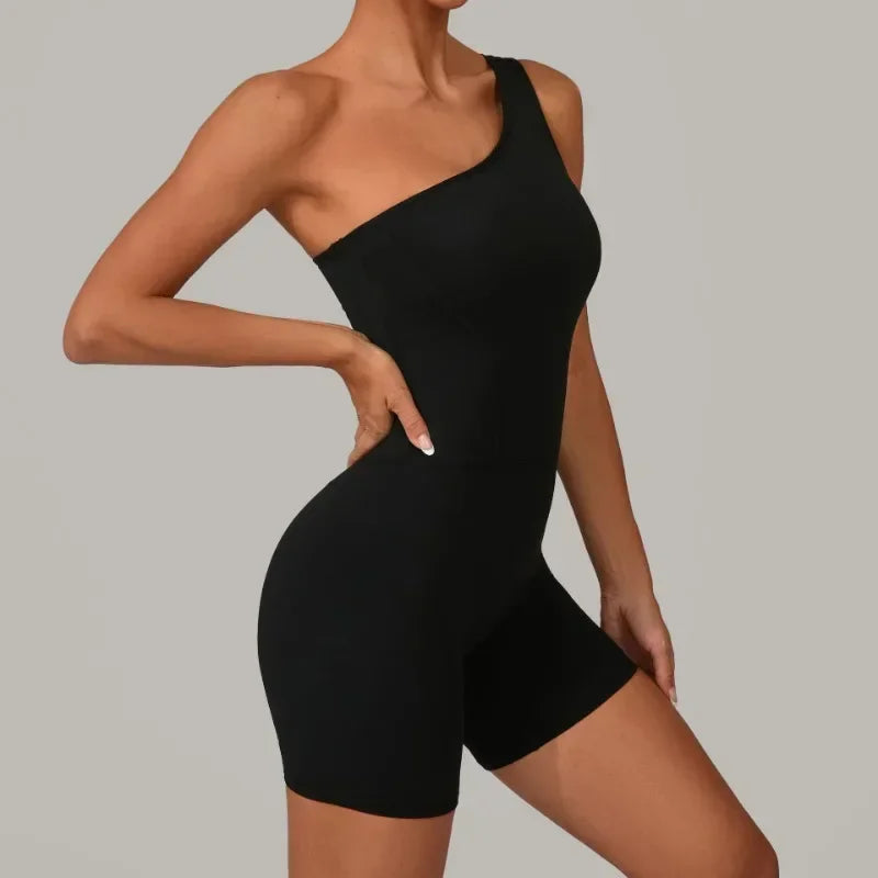 Women's Seamless Yoga Jumpsuit Sloping Shoulder Naked - Piña Colada