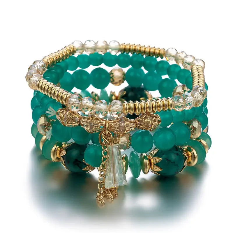4Pcs New Tassel Charm Beads Bracelet - Piña Colada