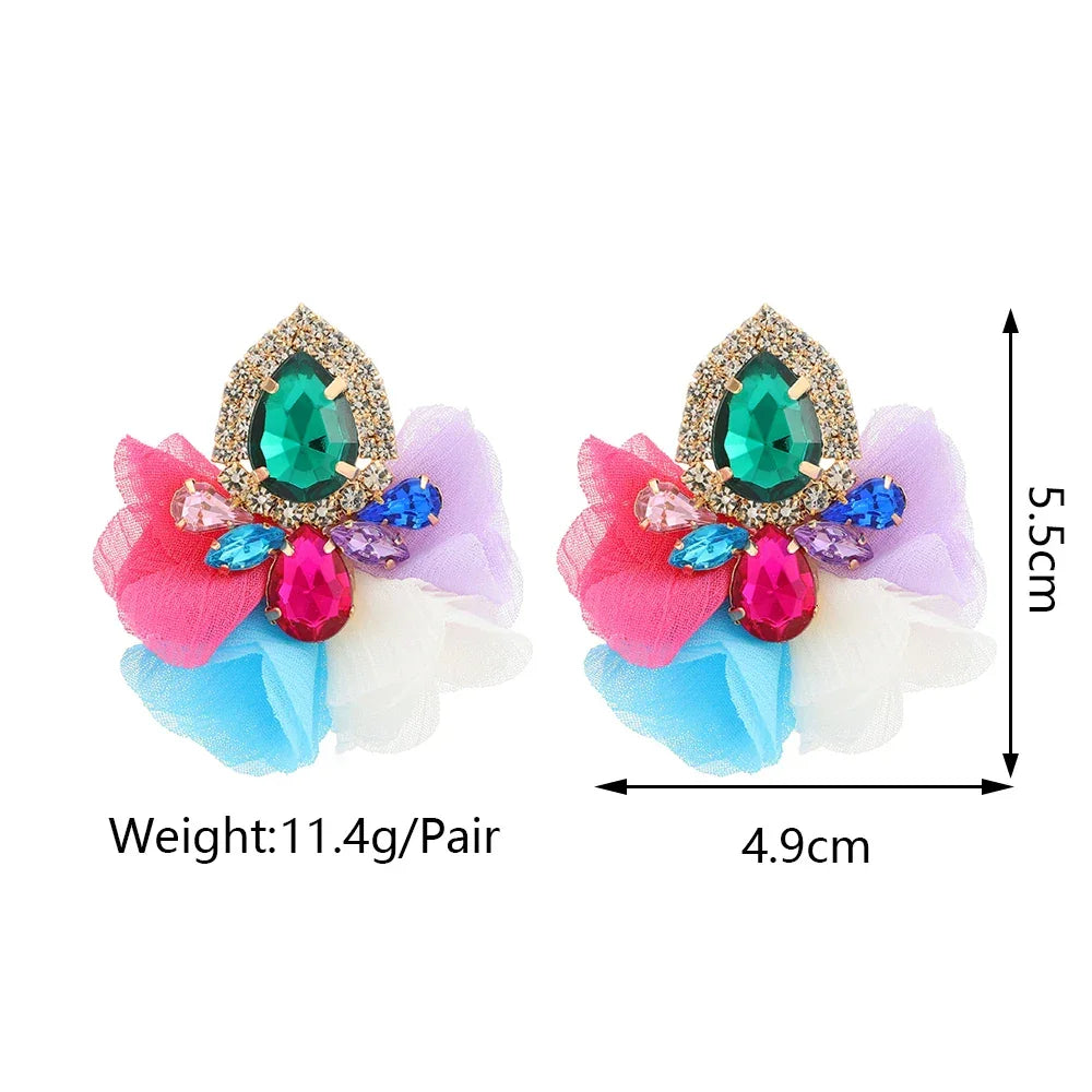 Lace Flower Cotton Drop Earrings - Piña Colada