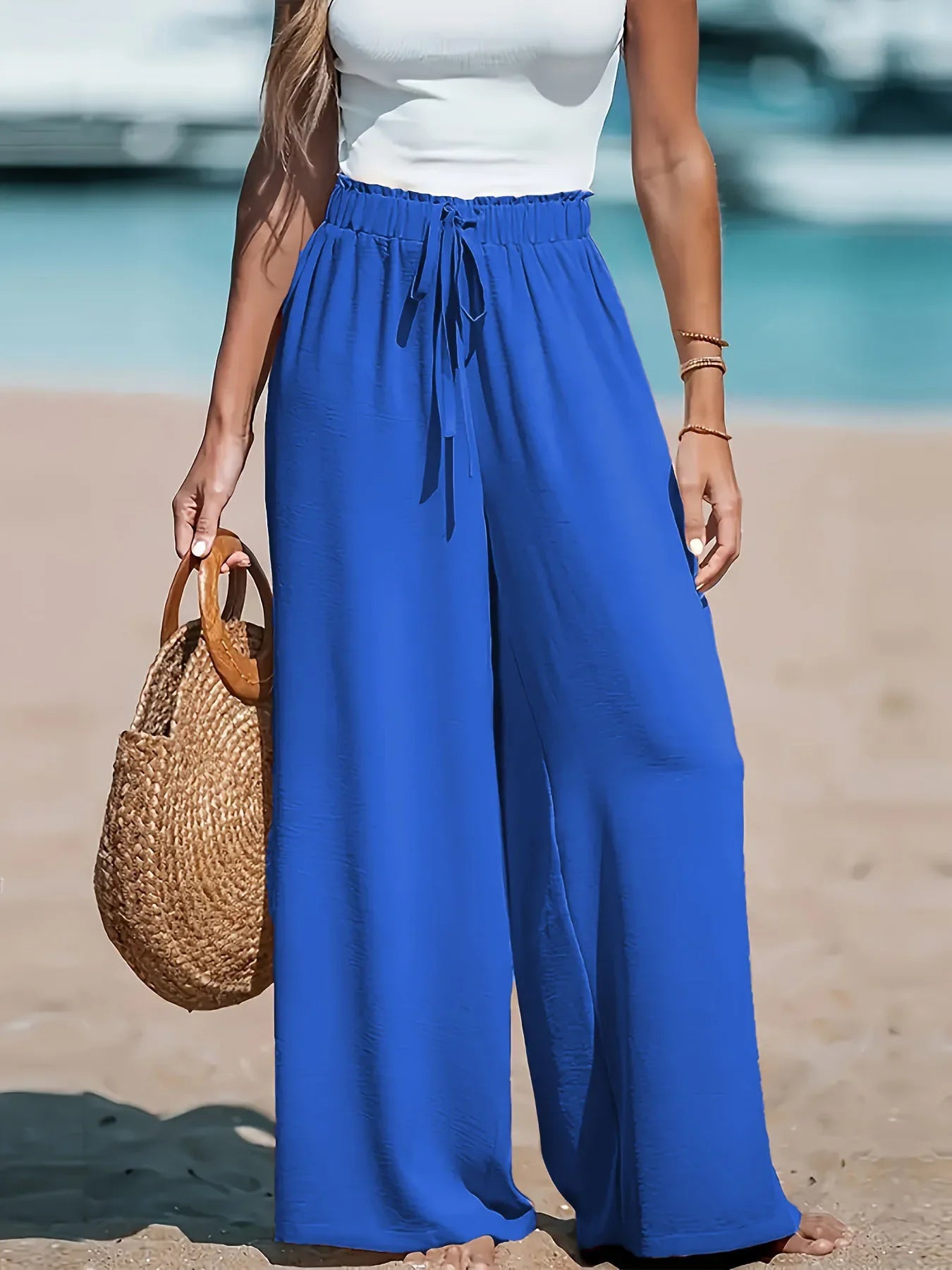 Wide Leg Loose Pants - Piña Colada