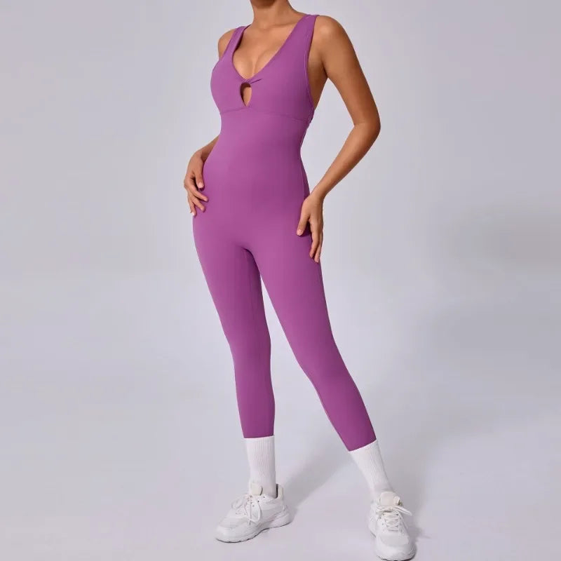 Seamless Sleeveless Yoga Jumpsuit for Women - Piña Colada