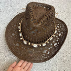 Summer Bohemian Shell Straw Hat - Piña Colada
