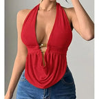 Backless Crop Top Halter - Piña Colada