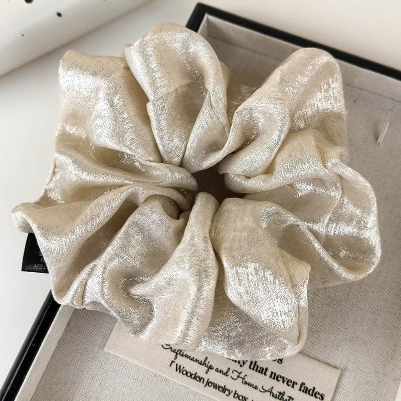 Oversized Glossy Silk Scrunchies - Piña Colada