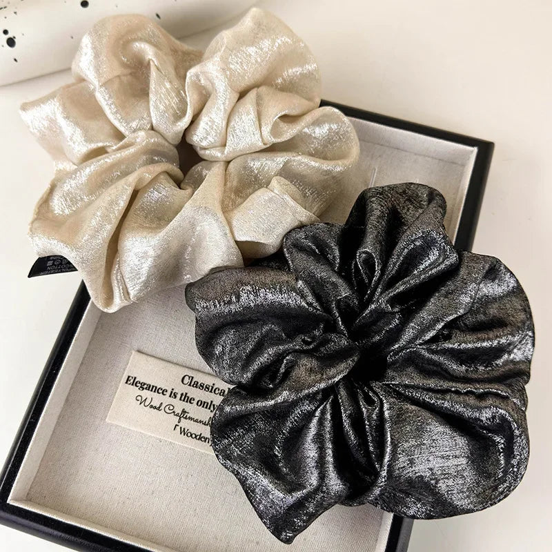 Oversized Glossy Silk Scrunchies - Piña Colada