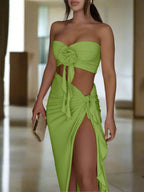 Backless Strapless Bodycon Maxi Dress - Piña Colada