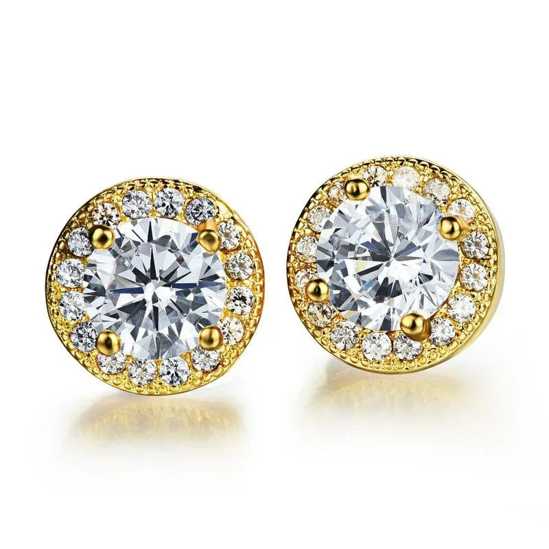 Crystal Zircon Stud Earrings - Piña Colada