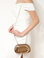 Gold Metal Crossbody Bag for Women’s Evening - Piña Colada