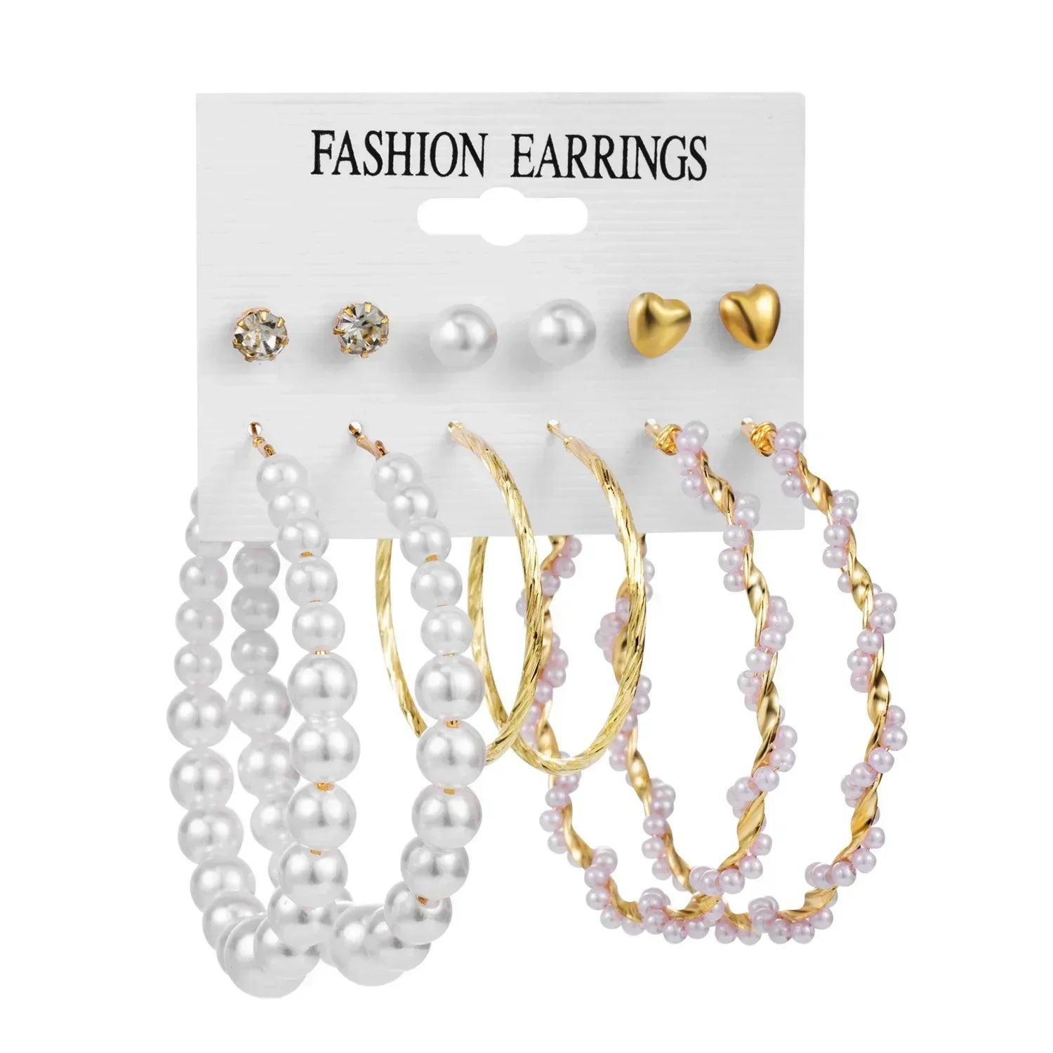 Pearl Hoop Earrings Set - Piña Colada