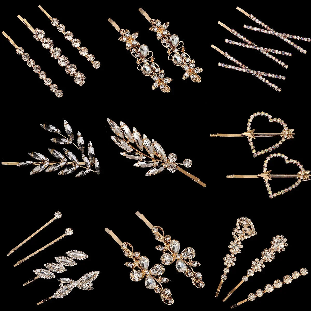 Clear Crystal Hair Pins - Piña Colada