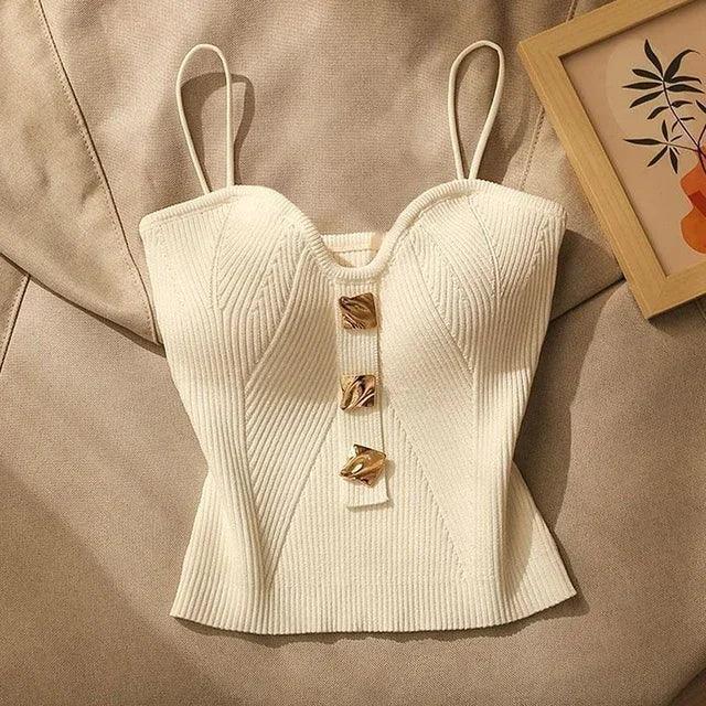 Linen Stretch Camisole – Solid Color Office Style Tank Top - Piña Colada