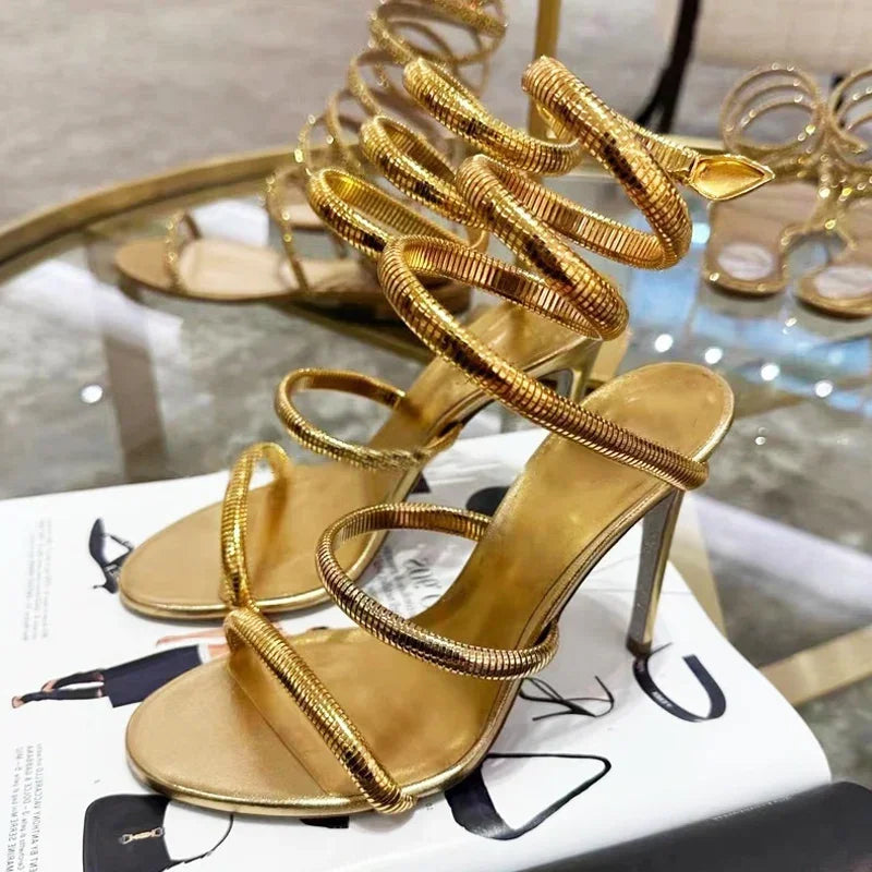 High Heel Platform Sandals – Elegant Ankle Strap Slip-On - Piña Colada