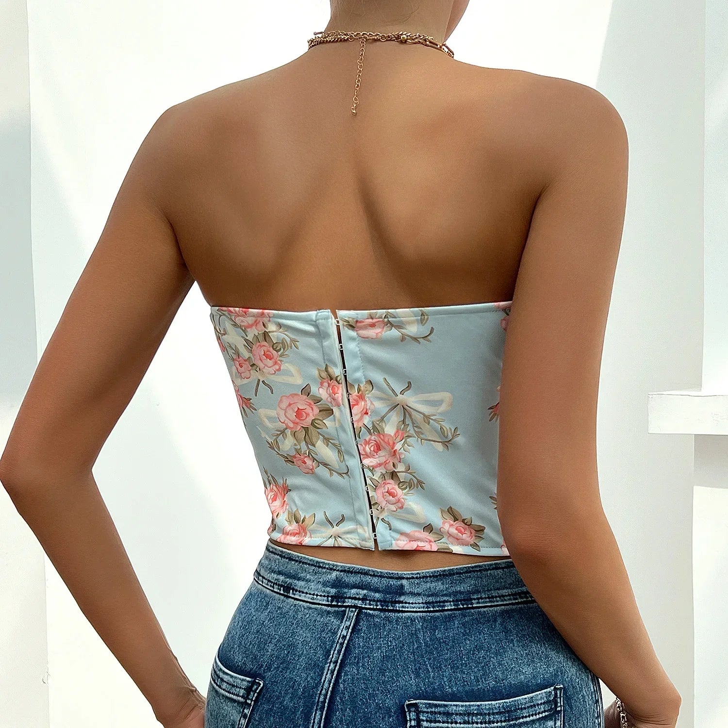 Off Shoulder Tank Top Low Cut Open Back - Piña Colada