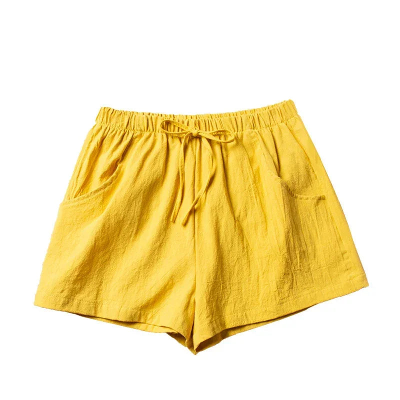 Summer Women Cotton Linen Shorts - Piña Colada