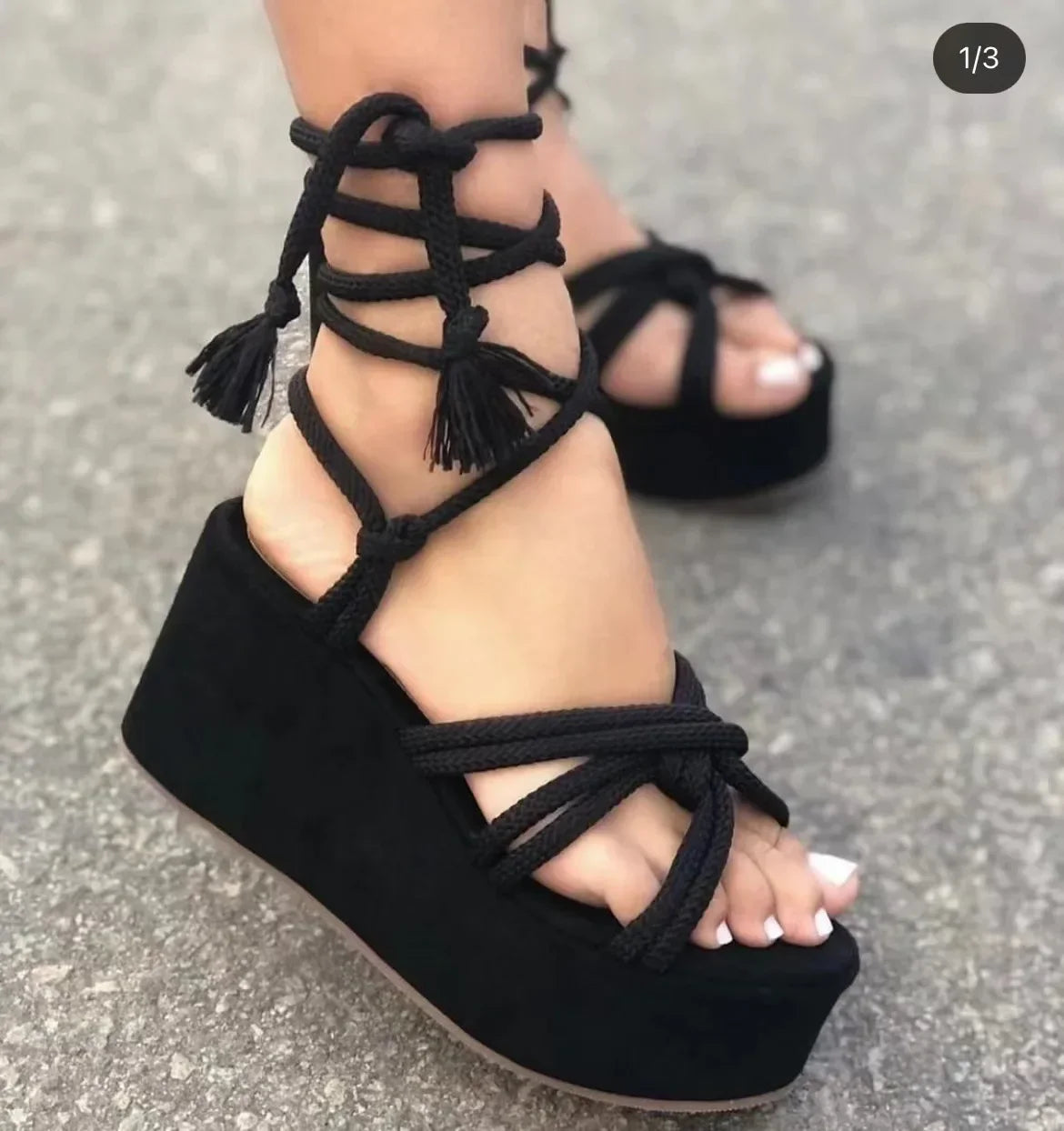 Platform Wedge Strappy Sandals - Piña Colada
