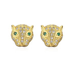 Leopard Head Stud Earrings - Piña Colada