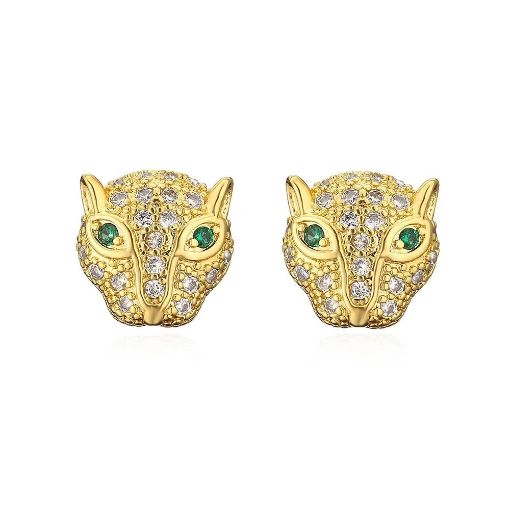Leopard Head Stud Earrings - Piña Colada