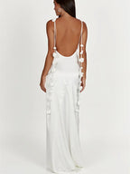 Sleeveless Hollow Floral Maxi Dress - Piña Colada
