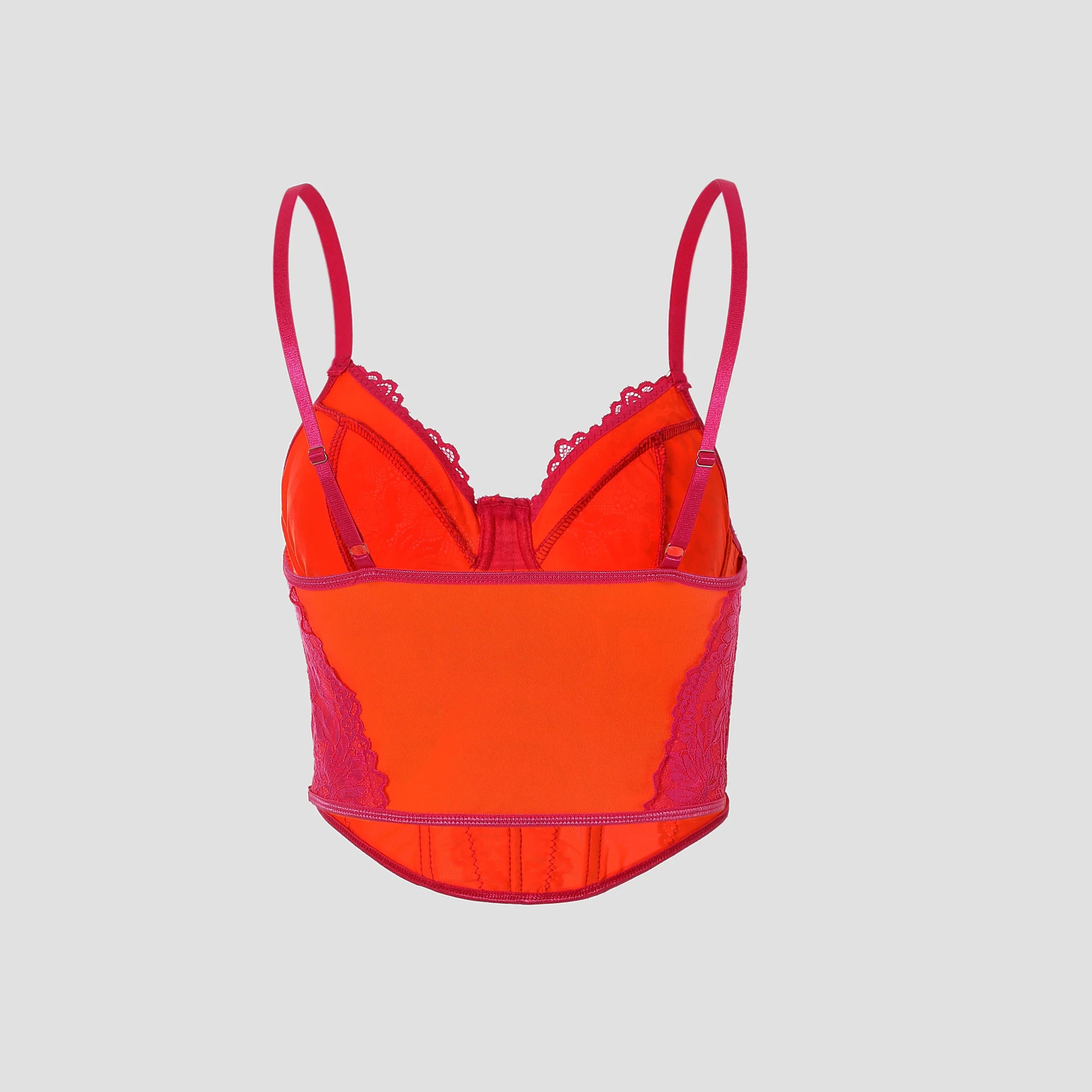 Lace Colorful Backless Corset Low-cut Underwire - Piña Colada