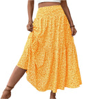 Floral Print Elastic Waist Loose - Piña Colada