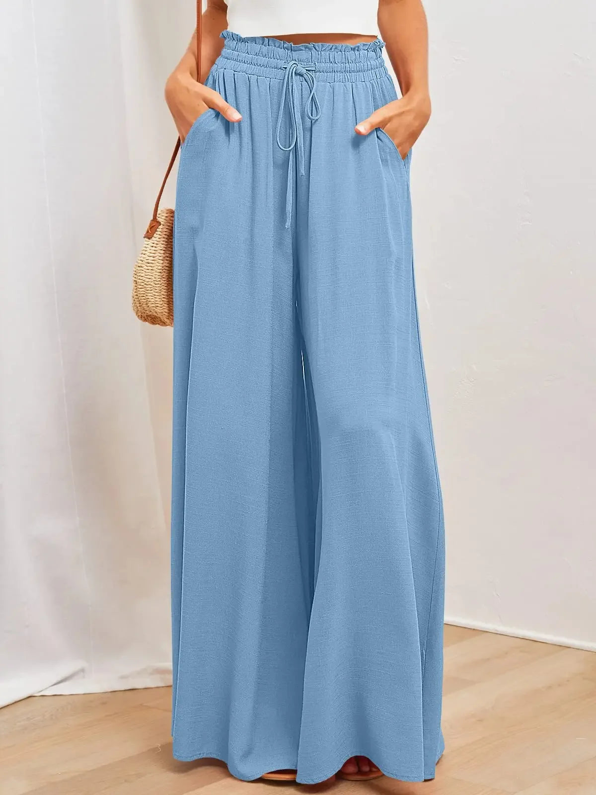 Loose Casual Wide Leg Pants - Piña Colada