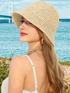 Crochet Straw Bucket Hat - Piña Colada