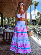 Draped Print V-Neck Maxi Dress – Beachwear Edition - Piña Colada