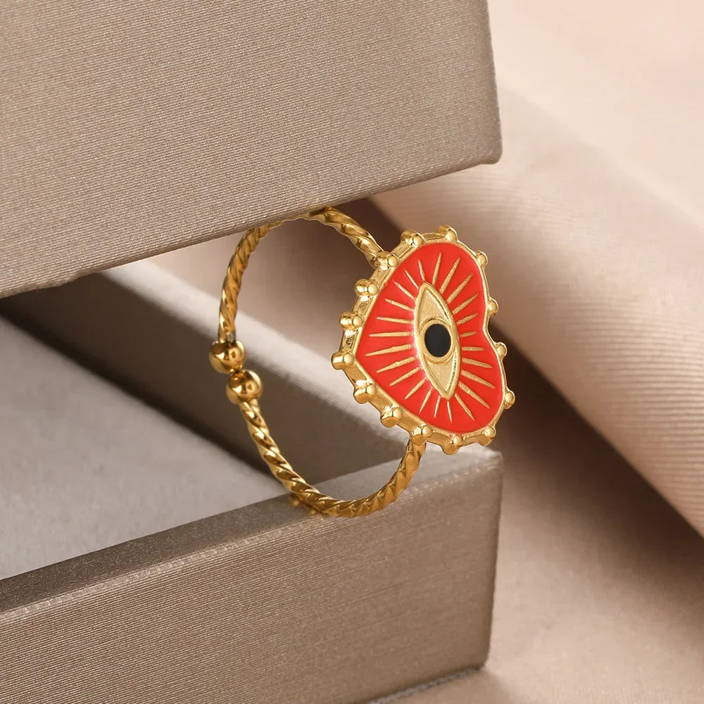 Evil Eye Rings Stainless Steel - Piña Colada