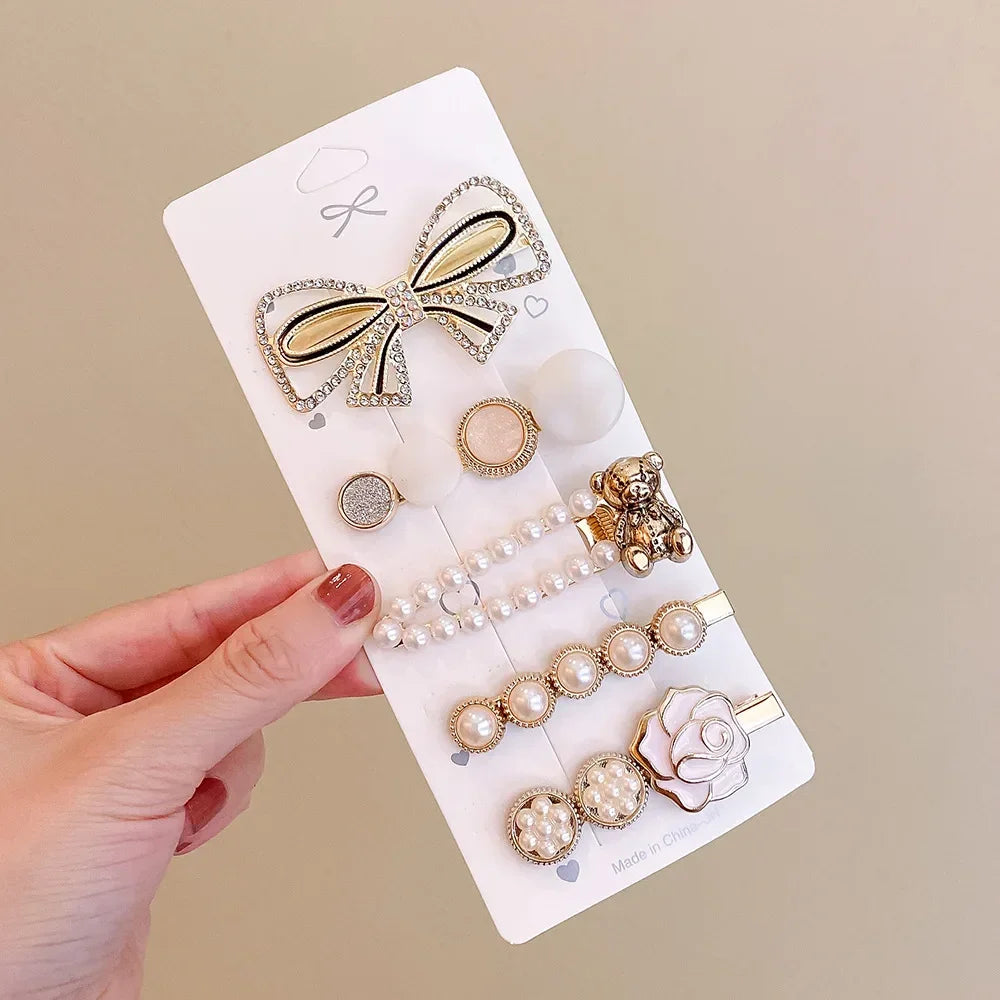 Set Metal Rhinestones Hair Clip - Piña Colada