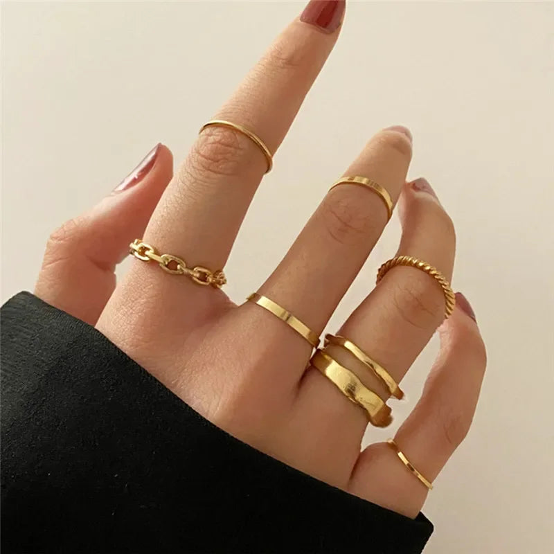 Boho Zircon Rings Set - Piña Colada