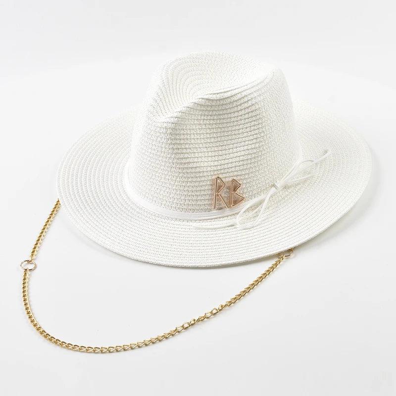 Metal RB Letter Straw Hats - Piña Colada