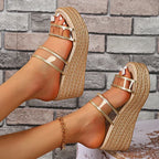 ZOKI Chunky Platform Roman Sandals – Gold/Silver - Piña Colada