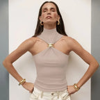 Fashion Metal Ring Tank Top - Piña Colada