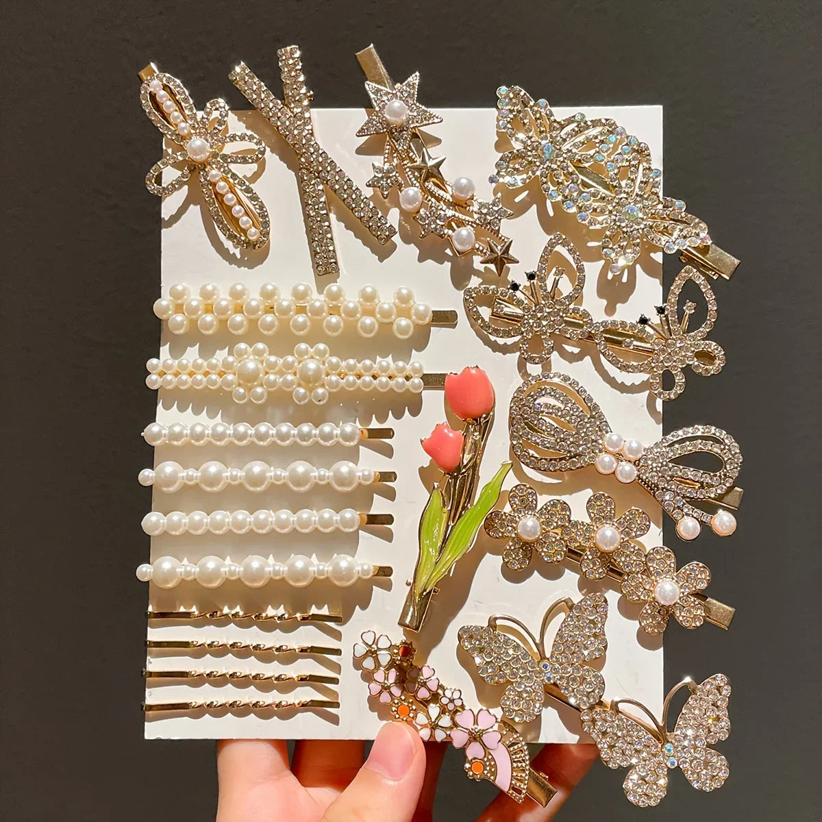 20pcs Rhinestone Bead Hair Clip - Piña Colada