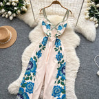 Vintage Printed Jumpsuit for Women – Full-Length Summer Romper with Mid Waist - Piña Colada