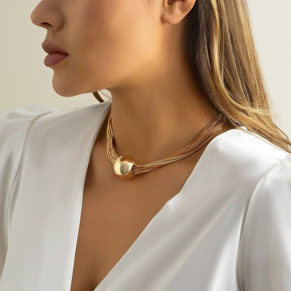 Multilayer Chain Clavicle Necklace - Piña Colada