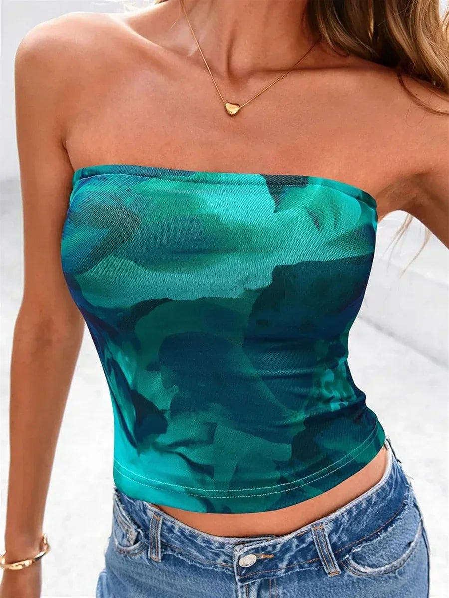 Print Tube Top Strapless - Piña Colada