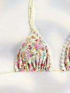 Floral Print Bordered Bikini Set
