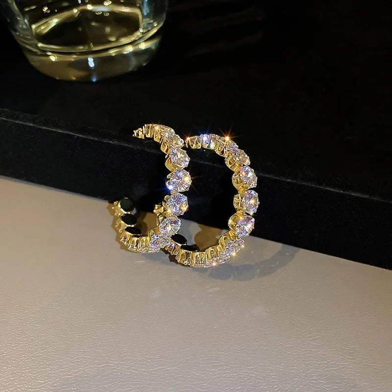 Hoop Earrings Zircon Crystal - Piña Colada