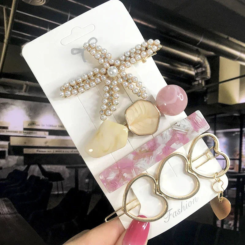 3/4pcs Set Pearl Hair Clip - Piña Colada