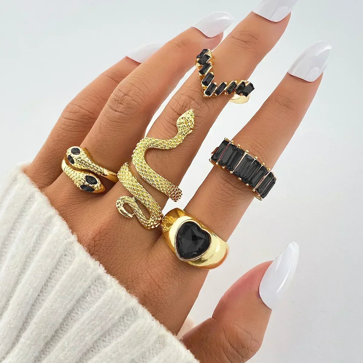 9Pcs/Set Vintage Gold Rings Set - Piña Colada