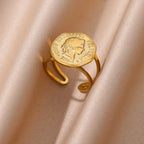 Stainless Steel Zircon Adjustable Ring - Piña Colada