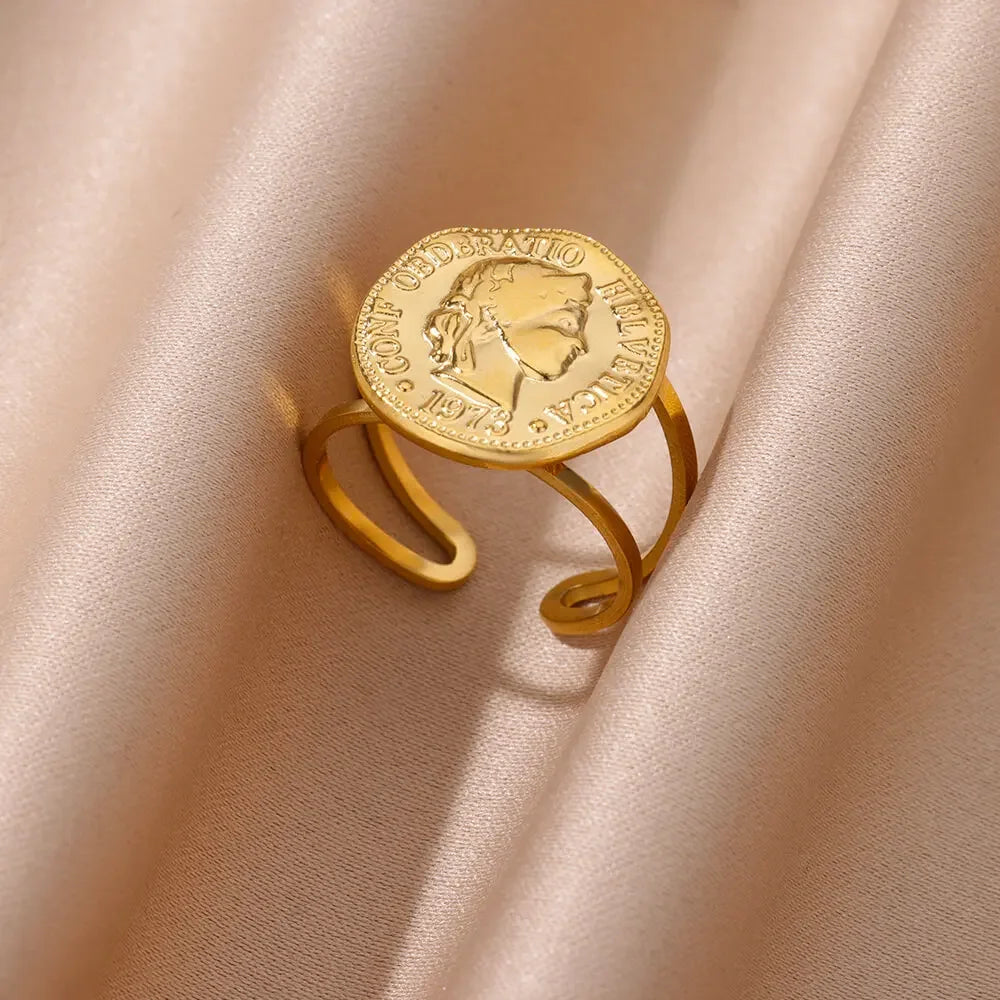 Stainless Steel Zircon Adjustable Ring - Piña Colada