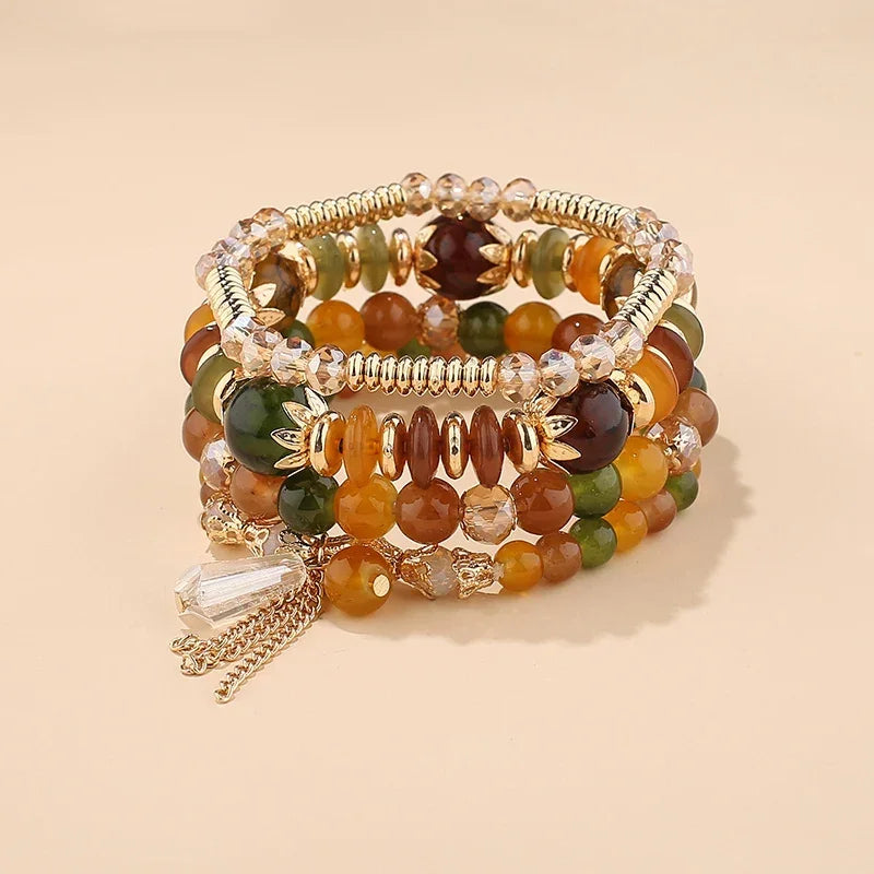 4Pcs New Tassel Charm Beads Bracelet - Piña Colada