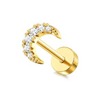 Moon-Shaped Screw-Back Stud Earring - Piña Colada