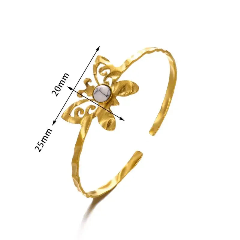 18K Gold-Plated Stainless Steel Cuff Bracelet for Women - Piña Colada