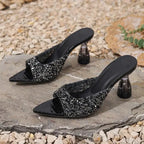 Crystal High Heels Sandals - Piña Colada